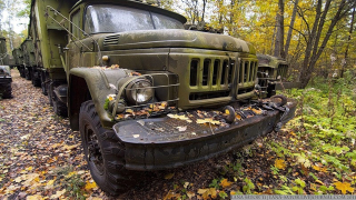Illustration for article titled Excellent pictures of abandoned Russian military vehicles found in the woods